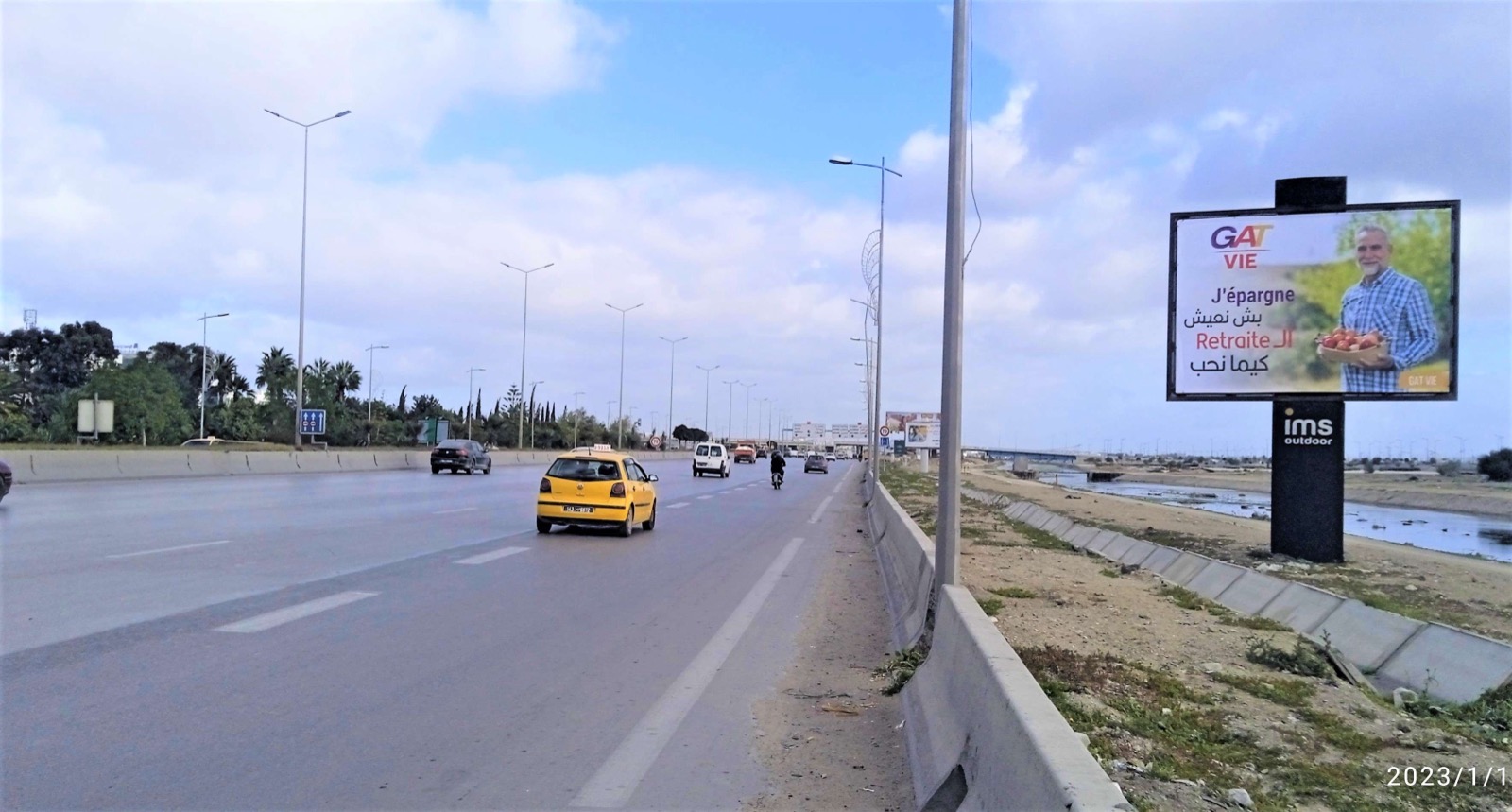 Route Z4 avant Bretelle GP9 direction Les Berges du Lac, la Marsa