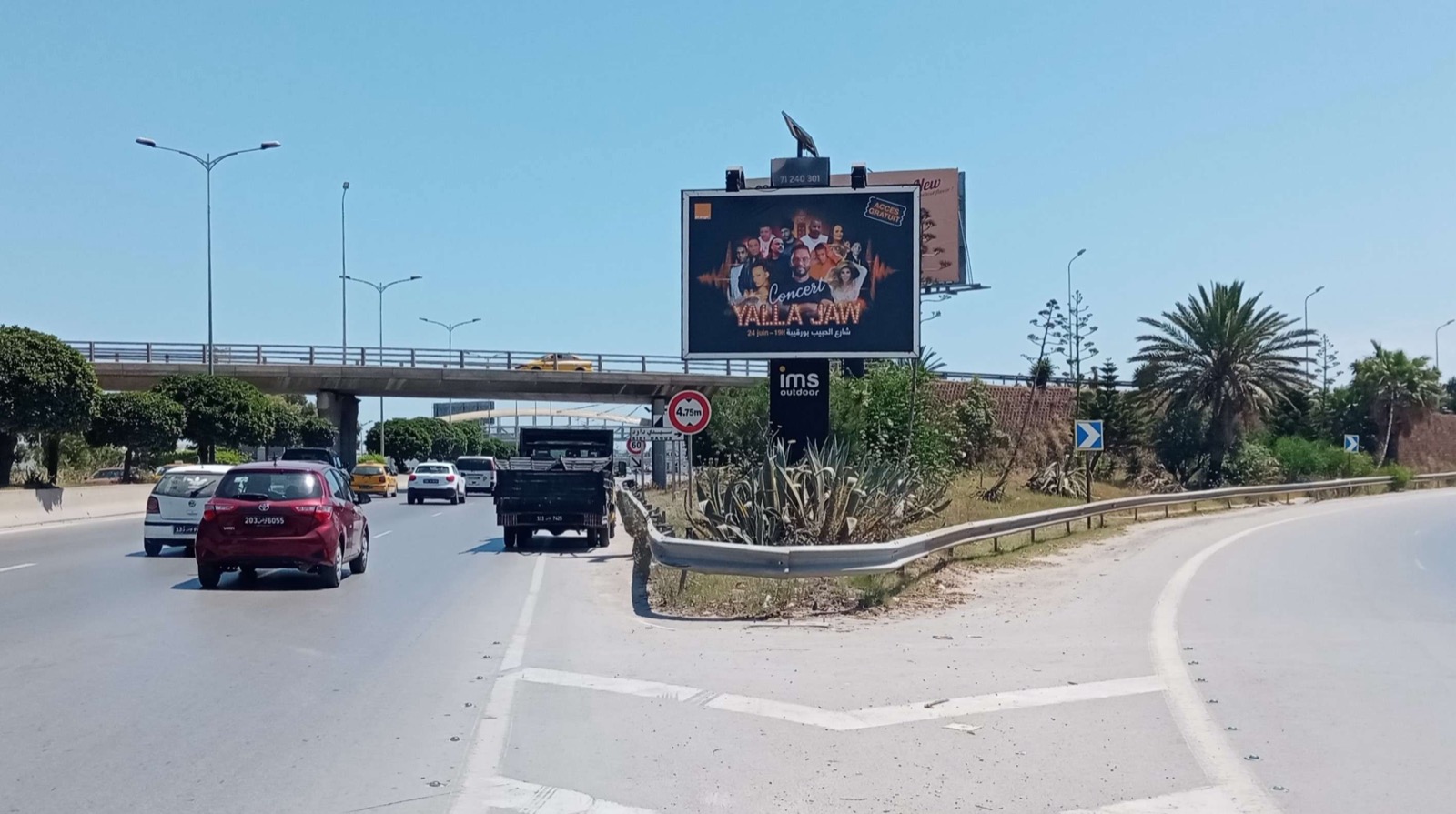 Route GP9 direction la Marsa niveau Bretelle Entrée Carthage